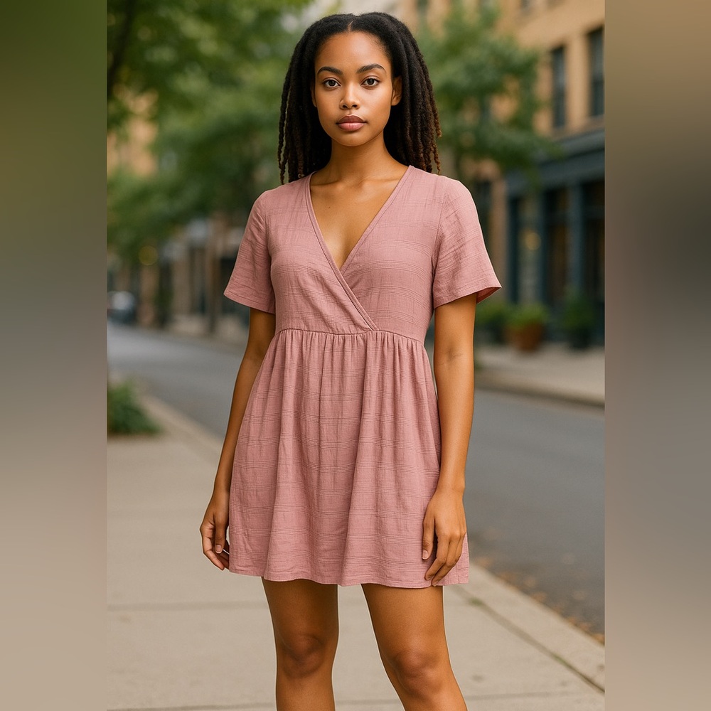 #2957 NWOT NORDSTROM RACK Mauve Faux Wrap Mini Dress